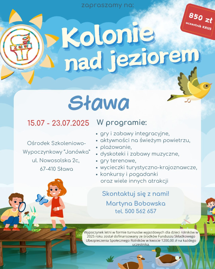 Wypoczynek letni dla dzieci rolników